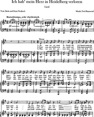 Ich Hab Mein Herz In Heidelberg Verloren Lied Sheet Music By Fred Raymond Nkoda Free 7