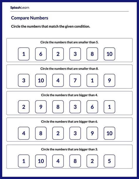 Compare Numbers Worksheet