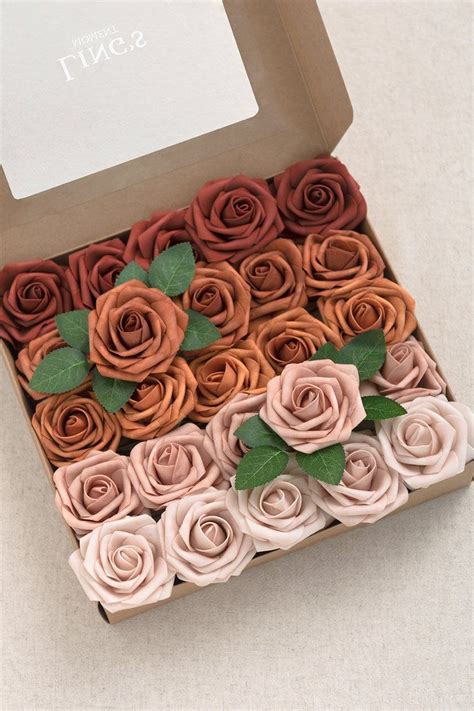 Flower Box Set For DIY Sunset Terracotta Theme Foam Roses Diy