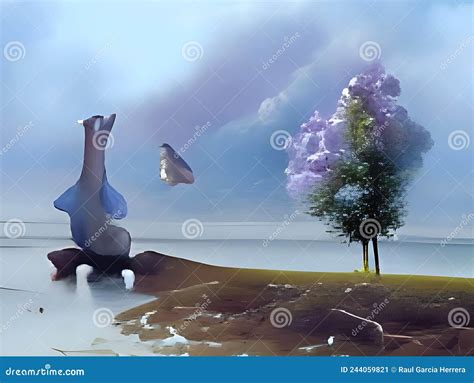 Surrealistic Digital Abstract Art Surreal Scene Representing An