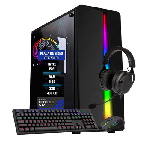 Pc Gabinete Gamer Completo Intel I5 4 Gtx 1050ti 8gb Hd 1tb Faz A Boa