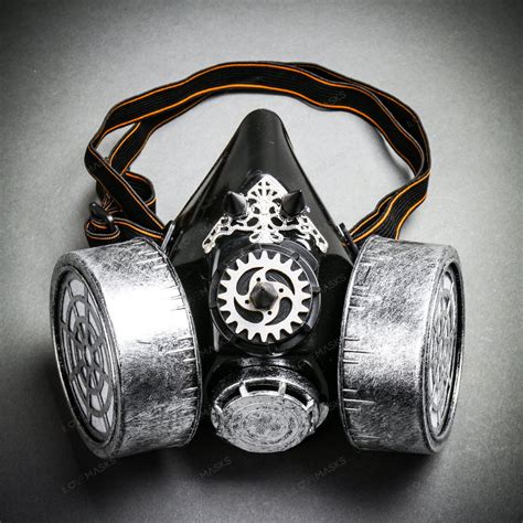 Half Face Steampunk Respirator Gas Mask Black Silver Gas Mask