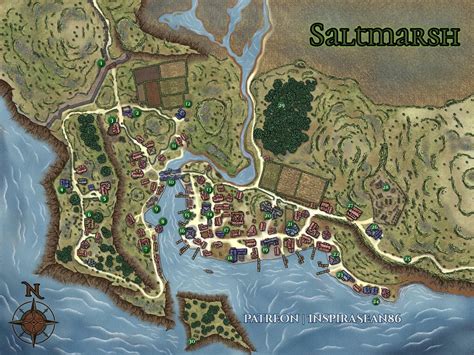 Saltmarsh Town Map Watercolor Style Complete Rghostsofsaltmarsh