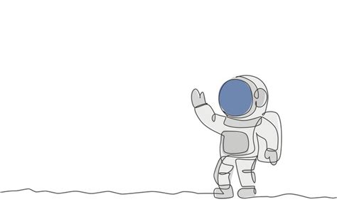 Premium Vector One Single Line Drawing Of Astronaut In Spacesuit