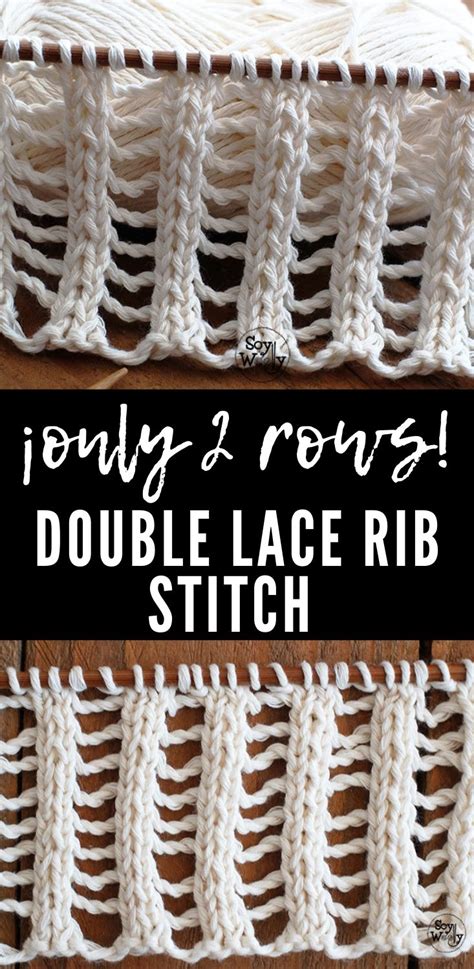 Double Lace Rib Stitch Punto Dos Agujas Calados Puntos Calados A