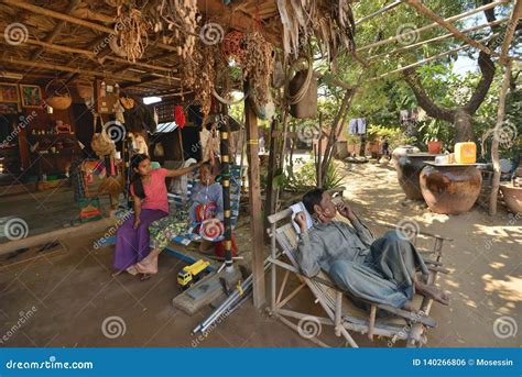 Myanmar Bagan Cottage House Life Style Relax Editorial Photo Image Of