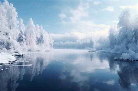 Premium AI Image | Winter landscape photographs in cool tones