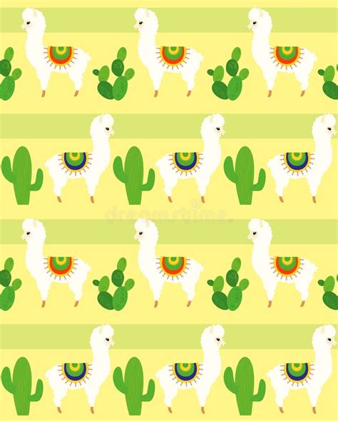 Seamless Pattern Lamas Trendy Cartoon Print Illustration De Vecteur