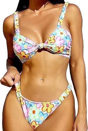 Amazon SOLY HUX Bikini Sets For Women Floral Print Knot Front Bathing Suits Two Piece