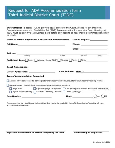 Minnesota Request For Ada Accommodation Form Third Judicial District