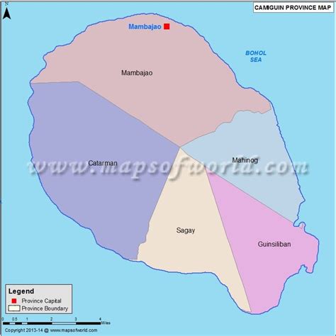 Camiguin Map Map Of Camiguin Province Philippines