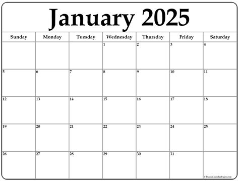 January 2025 Blank Calendar Typable Binnie Lethia