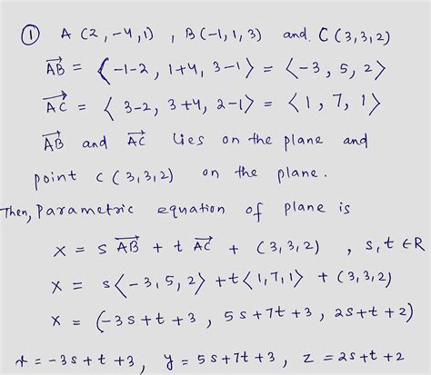 Solved Determine Parametric Equations For The Plane Through The