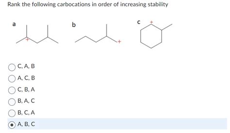 Solved Rank The Following Carbocations In Order Of