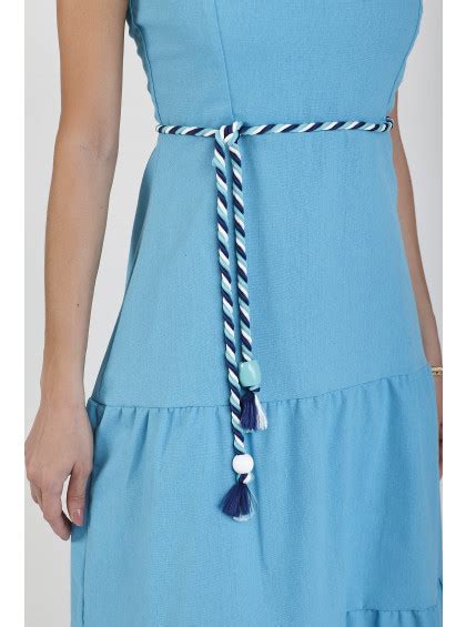 Vestido Linho Midi Milagres Azul