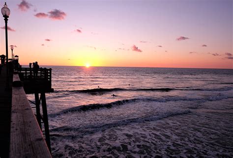 Sea Wave Orange Color Outdoors Oceanside Pier Horizon Over Water