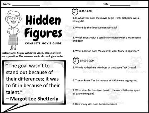 Hidden Figures Activity Sheet