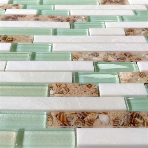 Sea Green Glass Coastal Kitchen Backsplash Beach House Style Bathroom