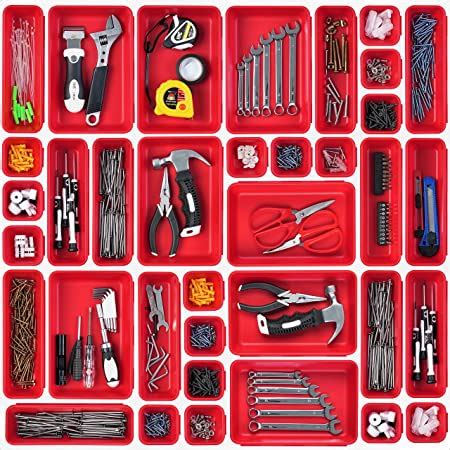 42 Pack Tool Box Organizer Tool Tray Dividers, Rolling Tool Chest Cart ...