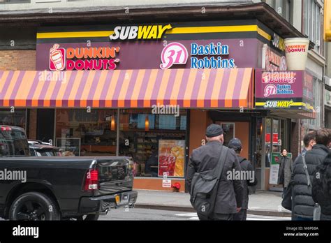 New York City Circa 2017 Subway Dunkin Donuts Baskin Robins Retail