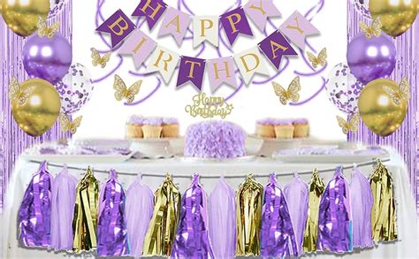 Amazon Goexquis Purple Violet Gold Birthday Decorations For Women