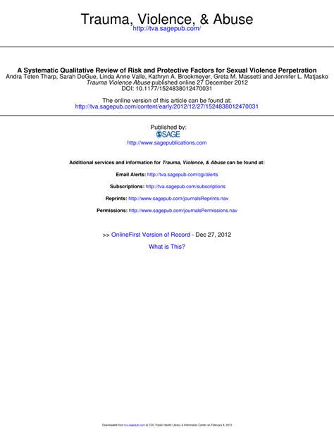 Pdf A Systematic Qualitative Review Of Risk And Protective Factors For Sexual Violence