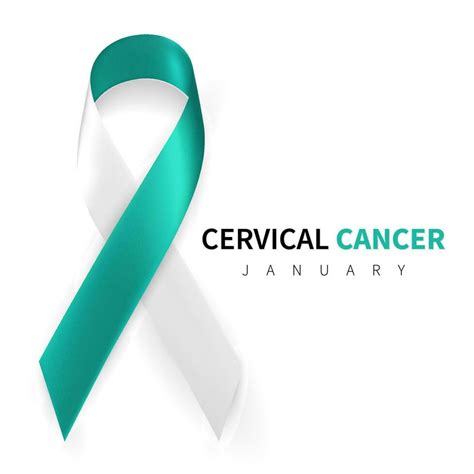 Cervical Cancer Awareness Month Realistic Teal White Ribbon Symbol