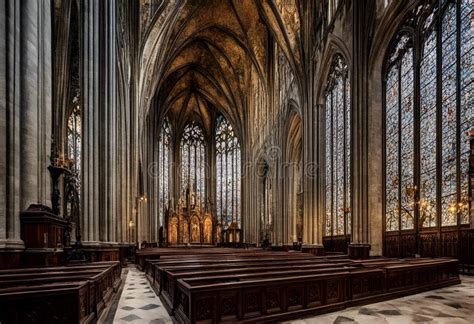 Ai Illustration Of A Majestic Gothic Cathedral With Intricate