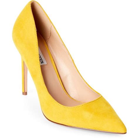 Steve Madden Yellow Poet Suede Pointed Toe Pumps 60 Liked On Polyvore Featuring Shoes Pumps