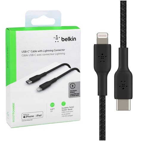 Belkin Kabel USB C Do Lightning Mocny Z Nylonowym Oplotem 30W 2m Czarny