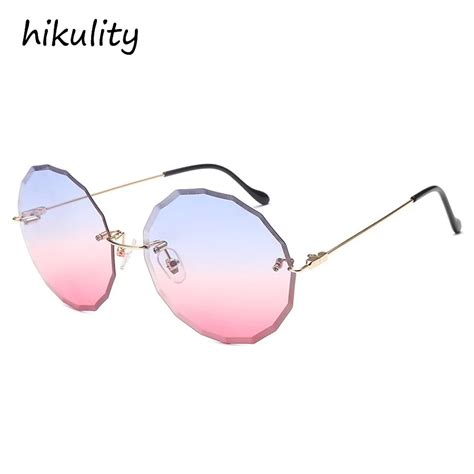 Blue Pink Gradient Round Sunglasses Women 2018 Color Lenses Wave Designer Ladies Shade Brown Sun