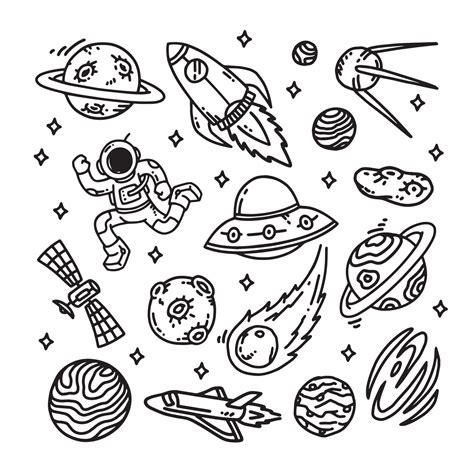 Doodle Galaxy Set Line Illustration 4464291 Vector Art At Vecteezy