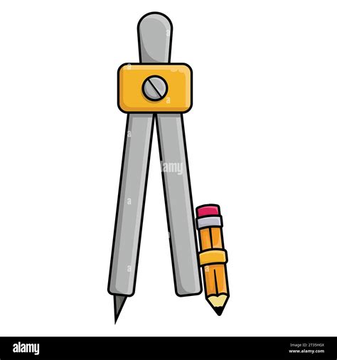 Pencil And Compass Icon Over White Background Colorful Design Vector Illustration Stock Vector