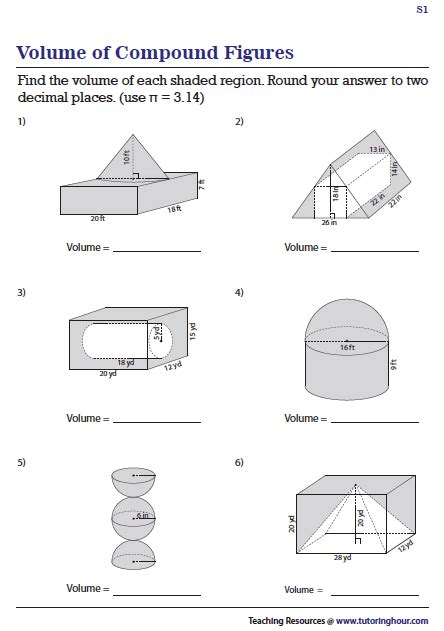 Volume Of Composite Solids Worksheet