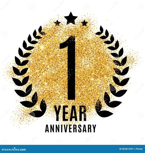 One Year Golden Anniversary Sign Stock Illustration Illustration Of