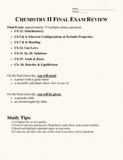 Study Guide Name Period Chemistry Ii Final Exam Review Final Exam