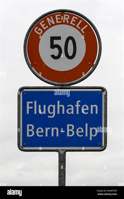 Sign Bern Airport Belp Switzerland Stock Photo Alamy