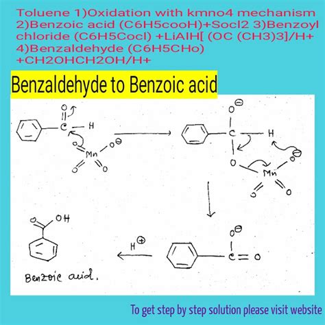 Toluene Oxidation With Kmno Mechanism Benzoic Acid C H Cooh