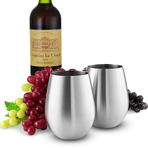 Stainless Steel Wine Glass Stemless Set Of Unbreakable Impact