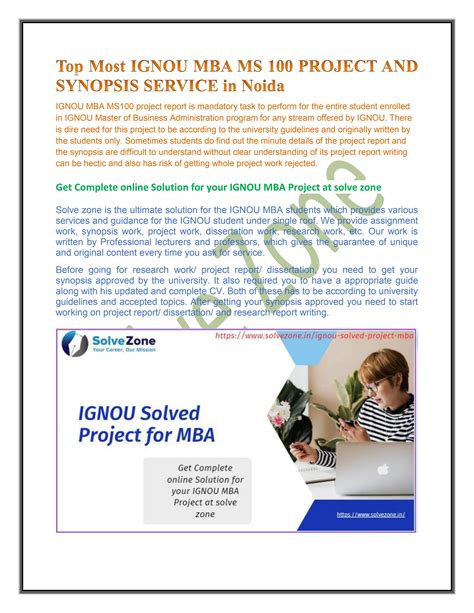 Top Most Ignou Mba Ms Project And Synopsis Service In Noida By