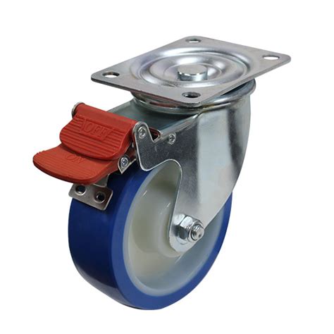 150mm Rebound Polyurethane Wheel 300kg Capacity Castor S6054B