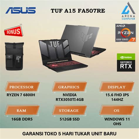 Jual Asus Tuf A15 Fa507re Ryzen 7 6800h Rtx3050ti 16gb 512gb Fhd Ips 144hz W11 Ohs Shopee