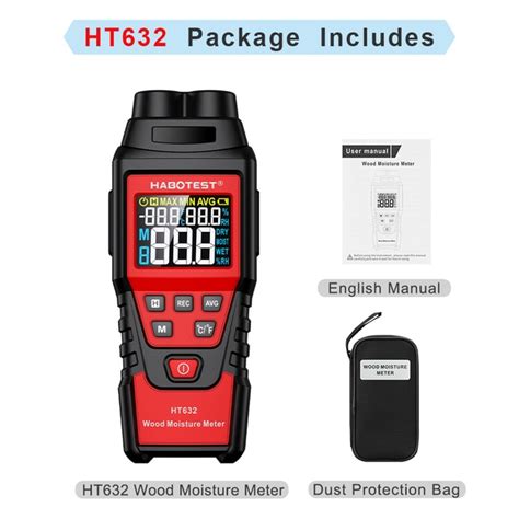 HABOTEST HT632 Digital Wood Moisture Meter Wall Water Tester Humidity