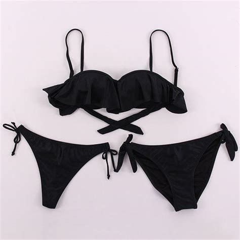 Buy Anadzhelia Sexy Lotus Leaf Bikinis Swimsuit Push Up Bikinis Set