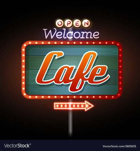 Neon sign cafe Royalty Free Vector Image - VectorStock