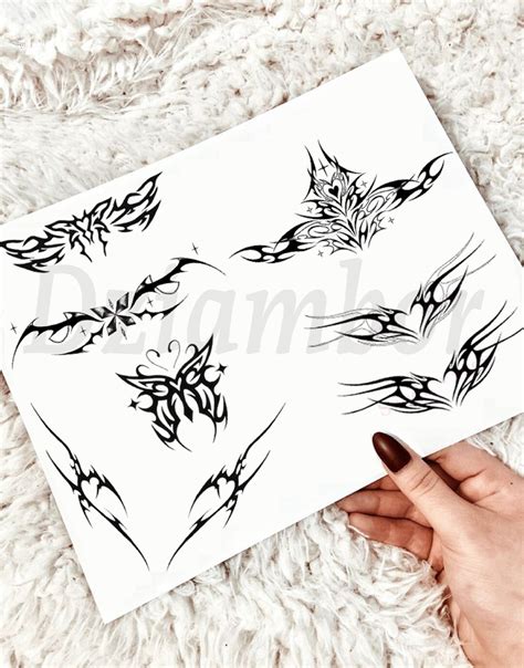 Tribal Tattoo Sheet Neo Tribal Cyber Tribal Mini Tattoo Etsy