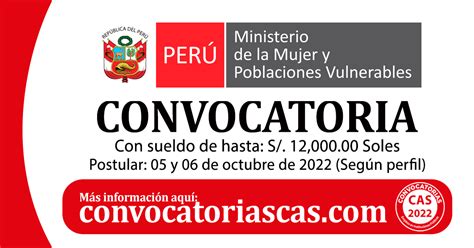 Convocatoria Ministerio De La Mujer Mimp Cas Plazas