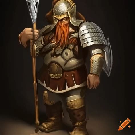 Image Of A Proud Dwarf Warrior In Roman Armor With A Glaive On Craiyon