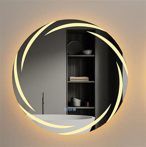 Luvodi Miroir Salle De Bain Avec Clairage Miroir Connect Rond Miroir