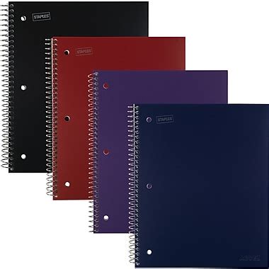 Staples® Accel Durable Poly Cover Notebooks, 1 Subject, Wide Rule, 8" x ...